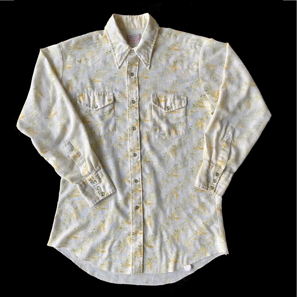 70s H Bar C Pear Snap Western Shirt Size M